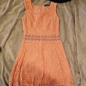 Chic Coral Lace Mini Dress